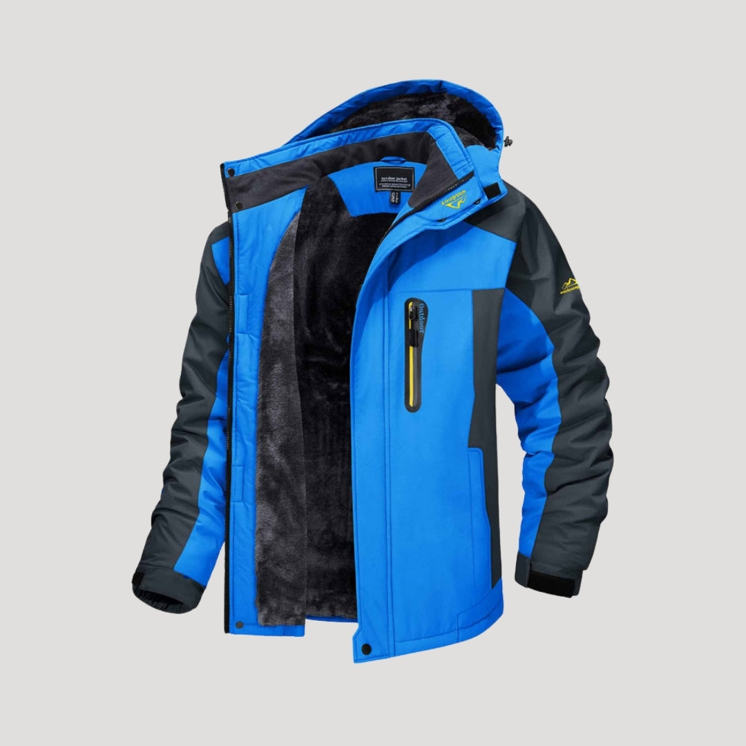 Herr vattentät vinterjacka med fleecefoder och huva 0