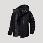 Herr vattentät vinterjacka med fleecefoder och huva 4