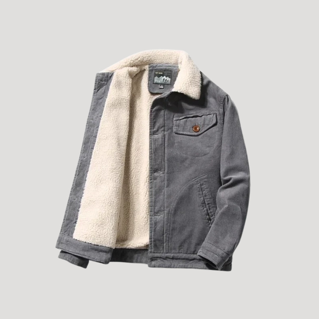 Herr vinterjacka i corduroy med Sherpa-foder och fickor 3