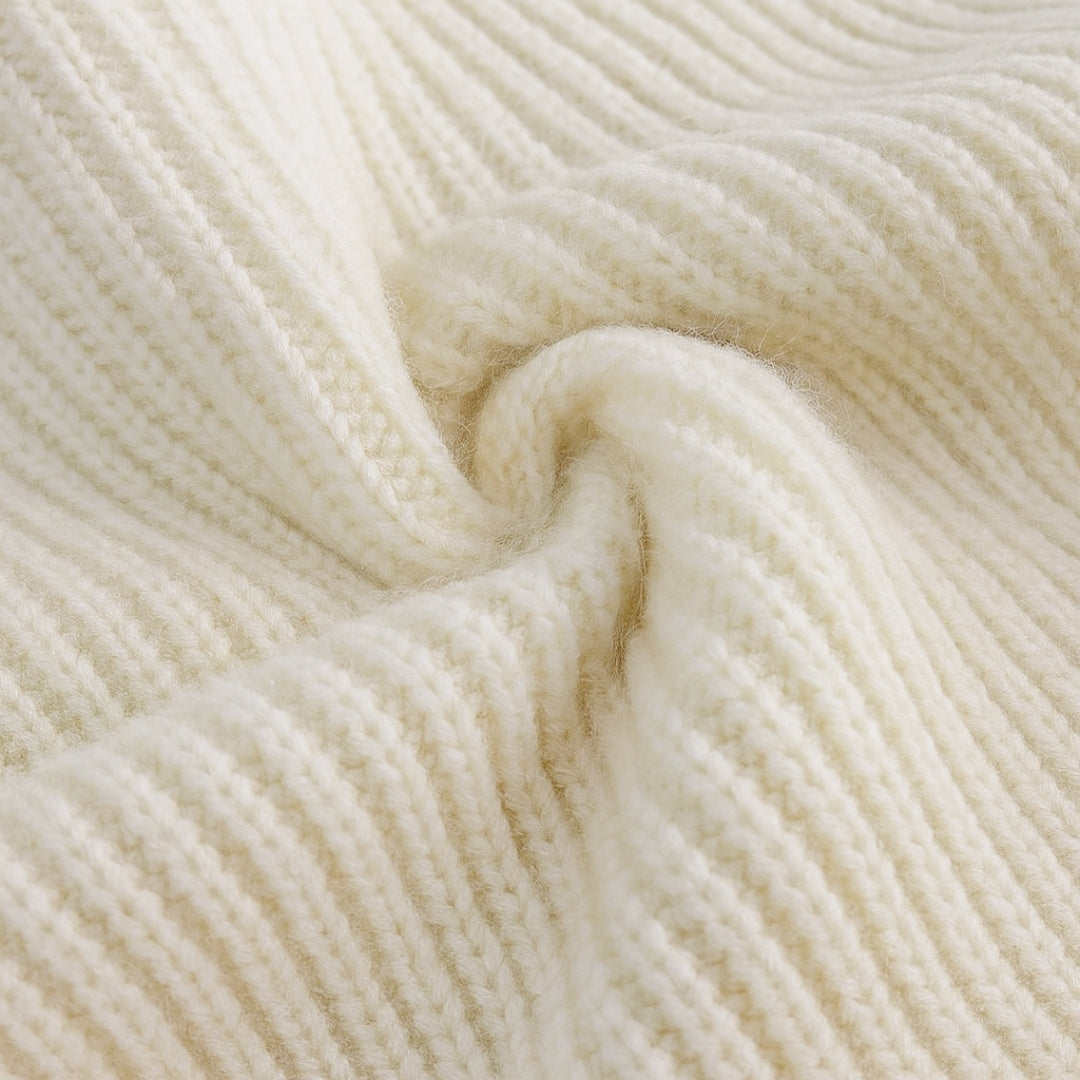 Chunky knit cardigan in cream with strawberry details. 4