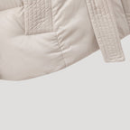 Vinterjacka för kvinnor, svart, pufferdesign med huva och bälte. 6