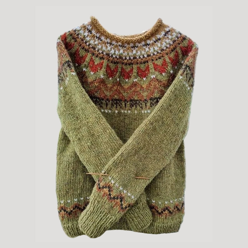 Herr långärmad tröja med nordiskt mönster för vinter