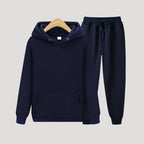 Unisex fleece huva vintertröja med joggingbyxor för kallt väder