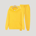 Unisex fleece huva vintertröja med joggingbyxor för kallt väder