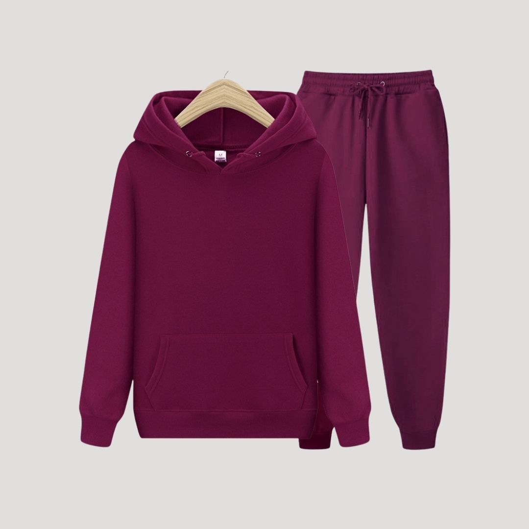 Unisex fleece huva vintertröja med joggingbyxor för kallt väder