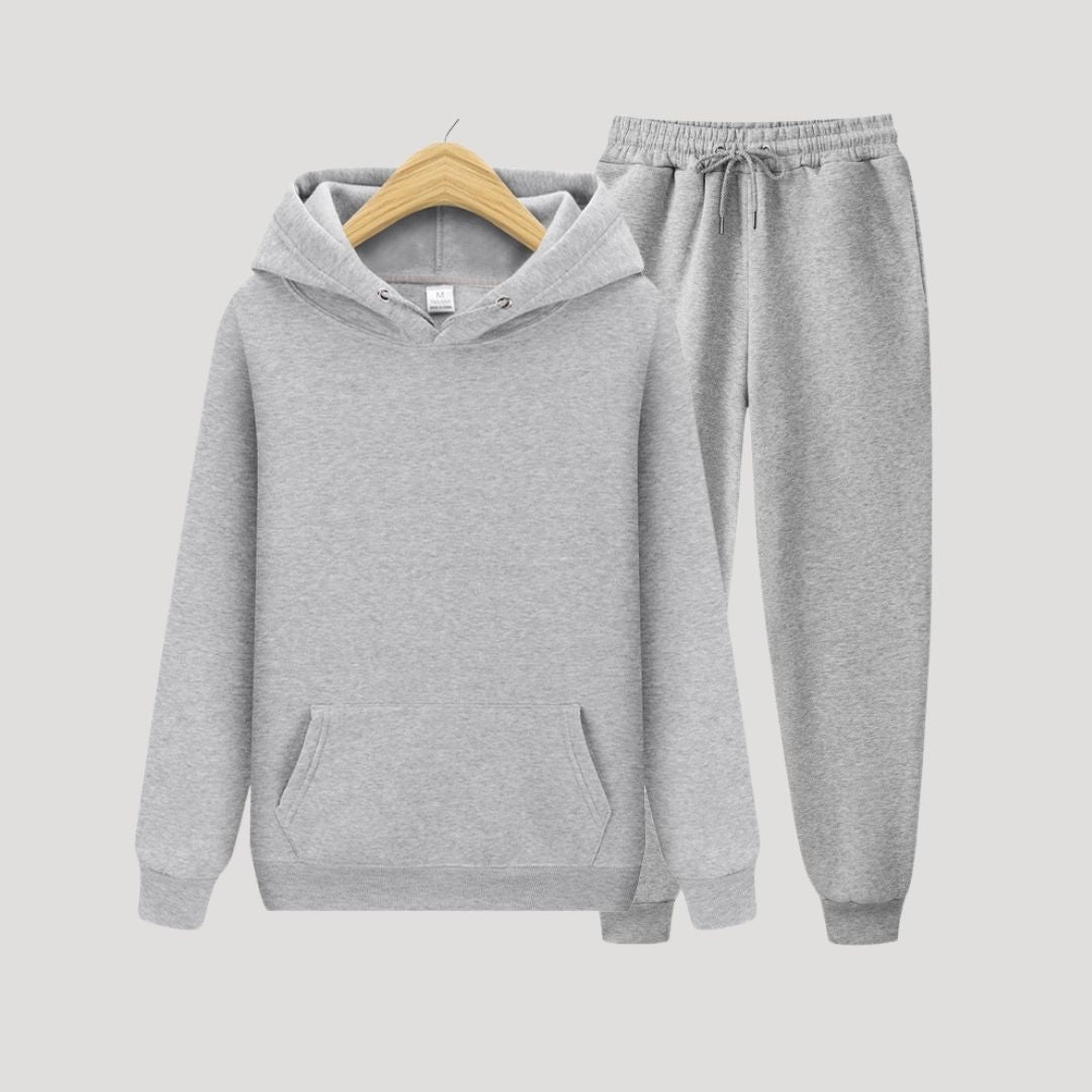 Unisex fleece huva vintertröja med joggingbyxor för kallt väder