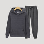 Unisex fleece huva vintertröja med joggingbyxor för kallt väder