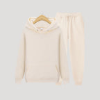 Unisex fleece huva vintertröja med joggingbyxor för kallt väder