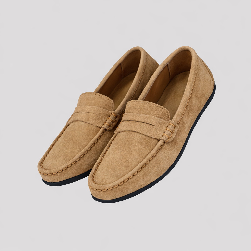 Herr loafers i mocka slip on klassisk stil bekväma vardagsskor