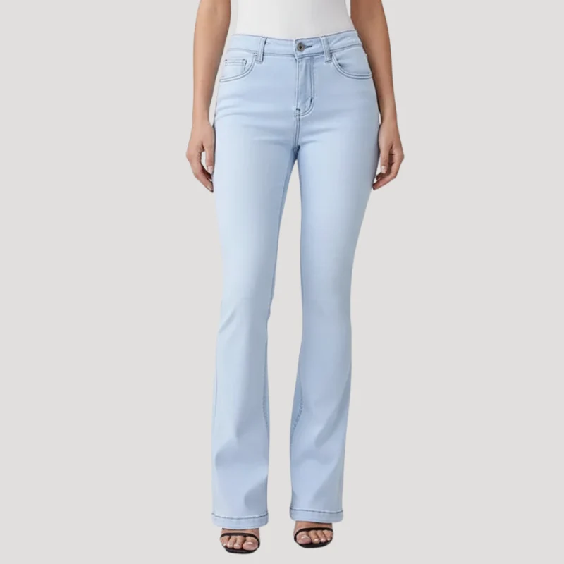Dam Utsvängda Jeans Bootcut Med Hög Midja Ljusblå
