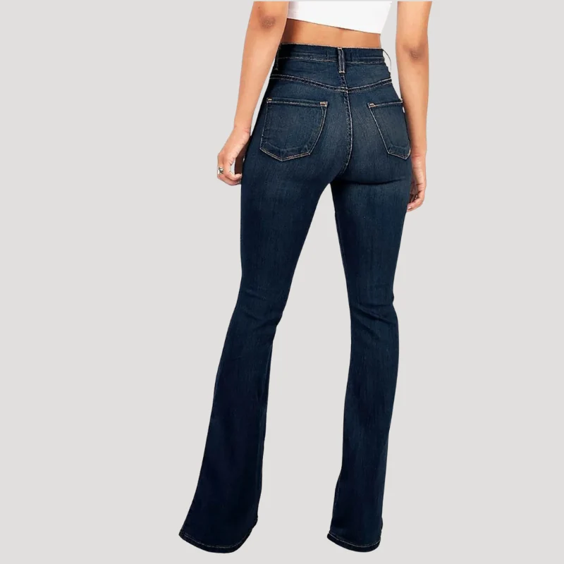Dam Utsvängda Jeans Hög Midja Stretchig Passform