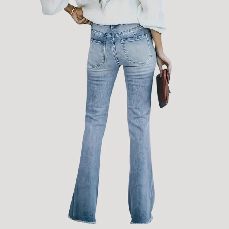 Utsvängda Jeans Dam Med Hög Midja Blå Denim