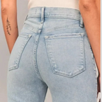 Dam Utsvängda Jeans Hög Midja Vardaglig Denim
