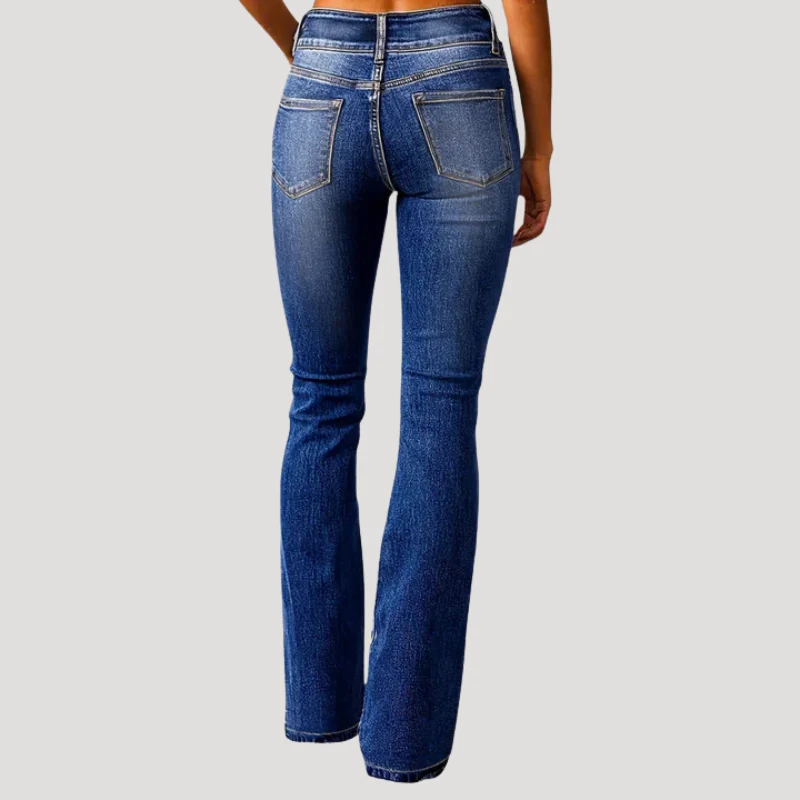 Dam Utsvängda Jeans Hög Midja Bootcut Passform