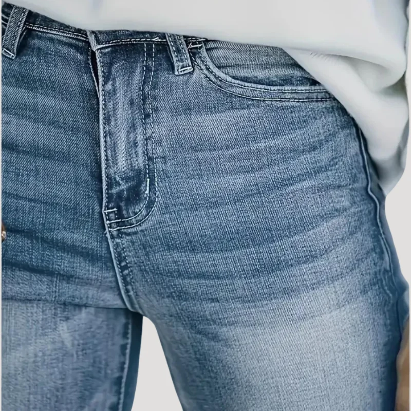 Utsvängda Jeans Dam Med Hög Midja Blå Denim