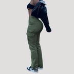 Dam Cargo Jeans Rak Passform Med Sidofickor