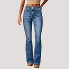 Dam Utsvängda Jeans Hög Midja Bootcut Passform