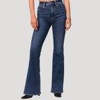 Dam Utsvängda Jeans Hög Midja Vardaglig Denim