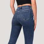Dam Utsvängda Jeans Hög Midja Vardaglig Denim