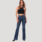 Dam Utsvängda Jeans Hög Midja Vardaglig Denim