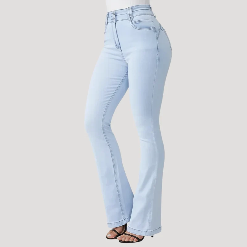Dam Utsvängda Jeans Bootcut Med Hög Midja Ljusblå