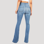 Dam Utsvängda Jeans Hög Midja Stretchig Passform