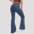 Utsvängda Jeans Dam Med Hög Midja Asymmetrisk Linning