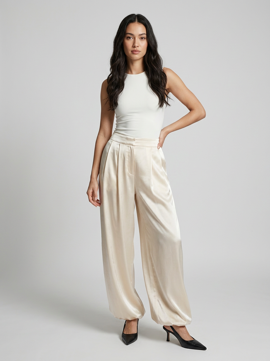 Ballongbyxor i satin för kvinnor | Eleganta haremsbyxor med lös passform – produktbild 5