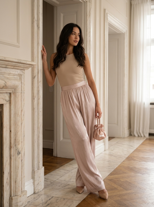 Ballongbyxor i satin för kvinnor | Eleganta haremsbyxor med lös passform – produktbild 2